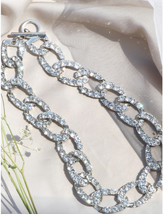 Silver Stone Studded Choker Necklace