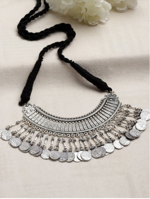 Oxidised Silver Coin Choker Necklace - Image 2
