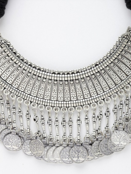 Oxidised Silver Coin Choker Necklace - Image 3