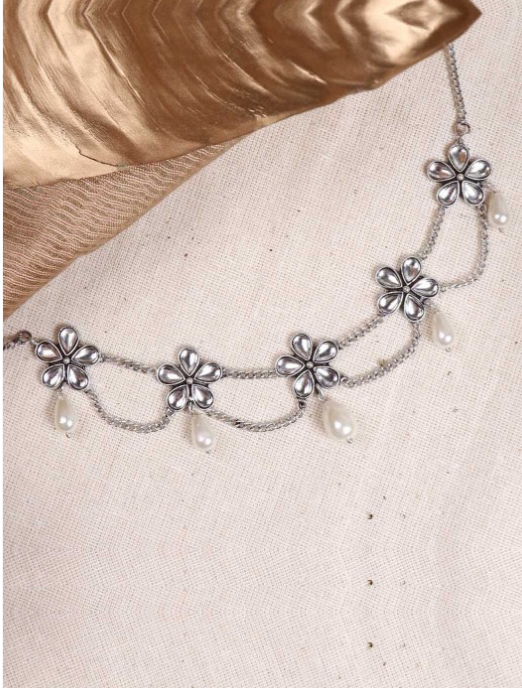 Silver-Plated White Brass Choker Necklace