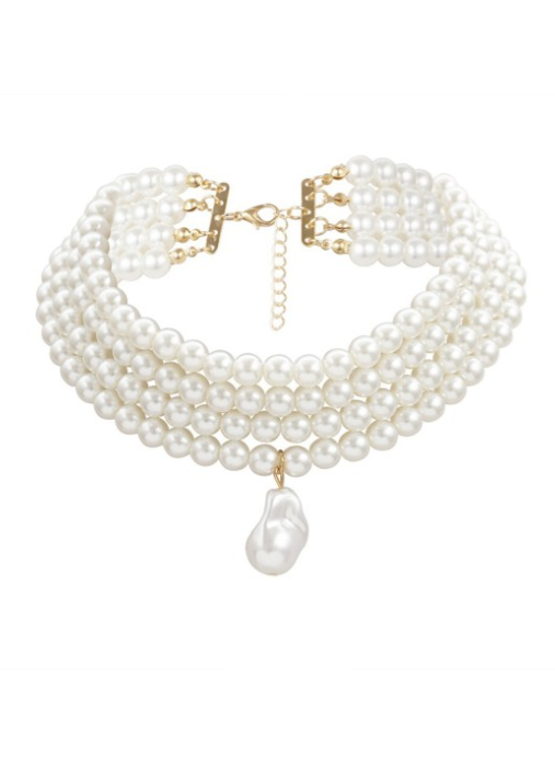 Opulent White & Gold Pearl Necklace - Image 2
