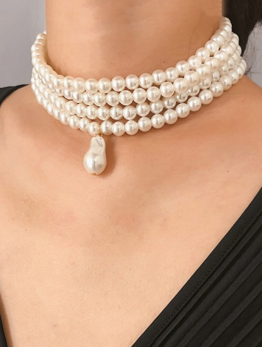 Opulent White & Gold Pearl Necklace