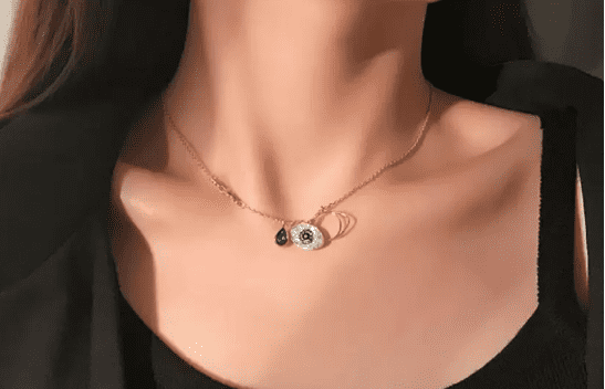 Rose Gold Plated Evil Eye Necklace - Image 3
