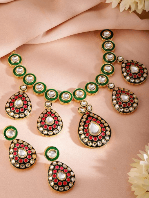 24K Gold Plated Kundan Necklace Set