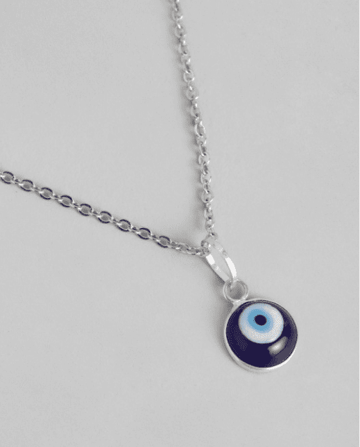 Blue & Silver toned Evil Eye Necklace - Image 2