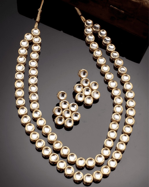 Kundan 2 Layered Necklace Set - Image 2