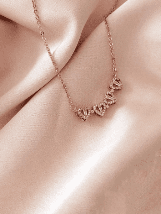 Rose Gold-Plated Four Leaves Magnetic Pendant Necklace - Image 2