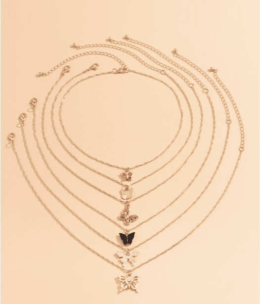 Pack of 6 Gold Plated Butterfly Necklace - Image 2