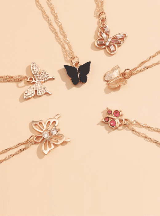 Pack of 6 Gold Plated Butterfly Necklace - Image 3
