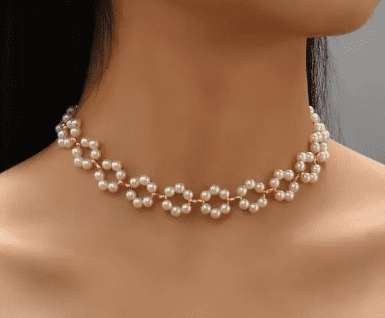 Moonstone Gold Plated Pearl Choker Necklace