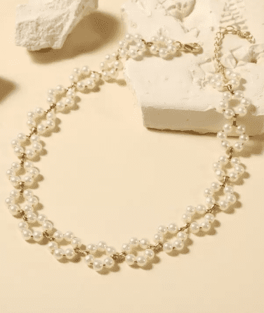 Moonstone Gold Plated Pearl Choker Necklace - Image 2